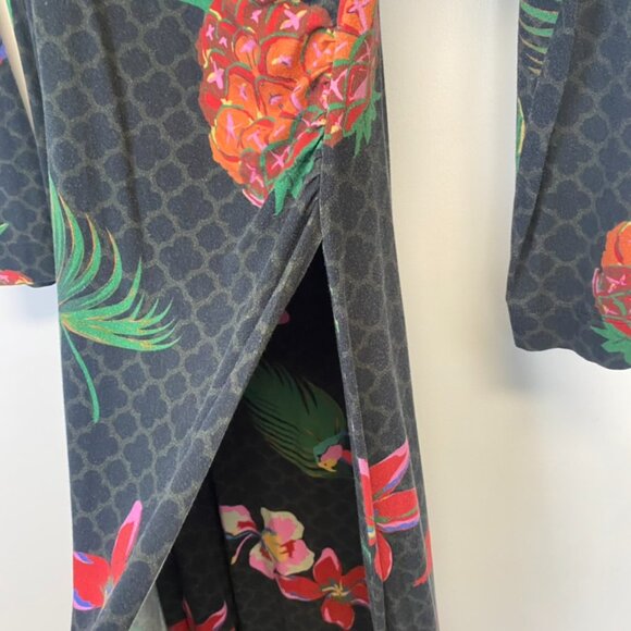 Soft Surroundings Wear Anywhere Tropical Floral Bird Faux Wrap Maxi Dress - Picture 9 of 16